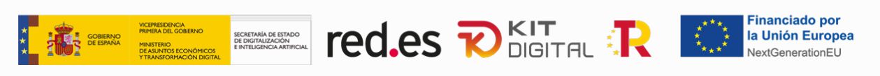 Gobierno de España · red.es · Kit Digital · Plan de Recuperación, Transformación y Resiliencia · Financiado por la Unión Europea — NextGenerationEU